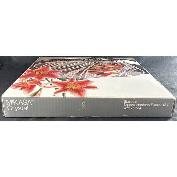 Mikasa Crystal Stardust Square Hostess Platter 12.25” NOS - Picture 7 of 7